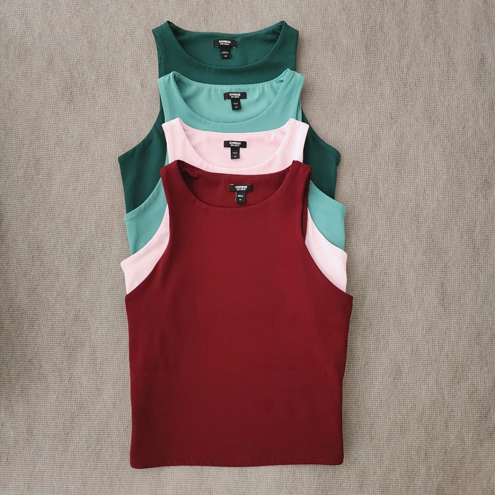 Express XS Body Contour High Compression High Neck Cropped Tank x4 Rare Colors